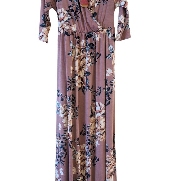 PinkBlush Lavender Abstract Floral Maternity/Nursing Maxi Dress/ Size Large - Picture 2 of 6
